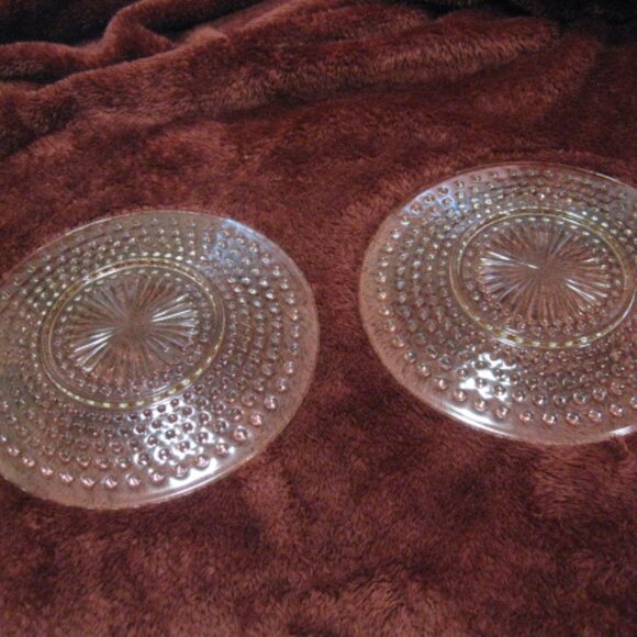 Lot of 2 Lunch Plates Vintage Pink Hobnail Bubble Depression Glass 8 3/8” - Picture 5 of 11